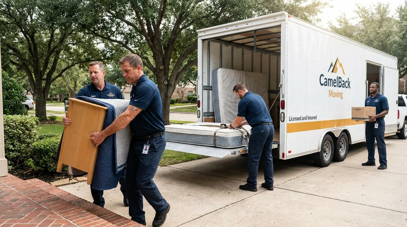 Crew loading residential truck for cross-state move from Irvine, KY