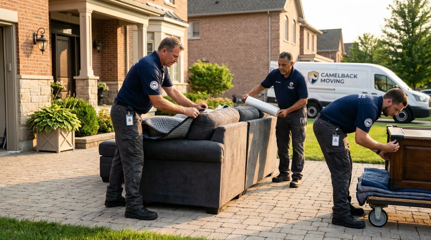 Large estate moving crew wrapping furniture in Irvine, KY