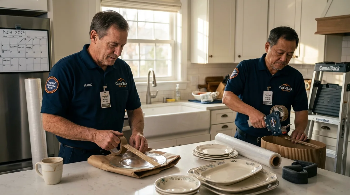 Professional crew packing kitchen dishware in Irvine, KY